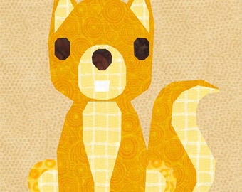 Cyril the Squirrel, Foundation Paper Piecing Pattern (FPP), Quilt Block, PDF Pattern, 4 sizes