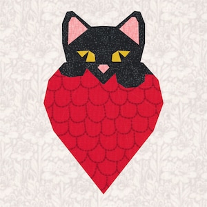 I Love Cats! Foundation Paper Piecing Pattern (FPP Pattern), Quilt Block, 4 sizes