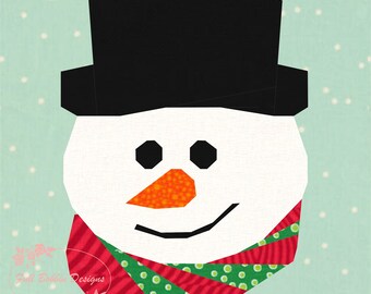 Frosty the Snowman, Foundation Paper Piecing Pattern (FPP), Quilt Block, PDF Pattern, 4 sizes