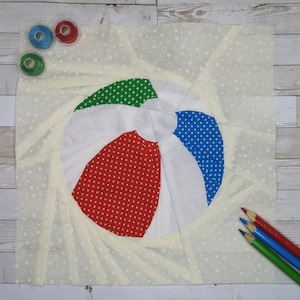 Beach Ball Foundation Paper Piecing Pattern (FPP), Quilt Block, PDF Pattern, 5 sizes