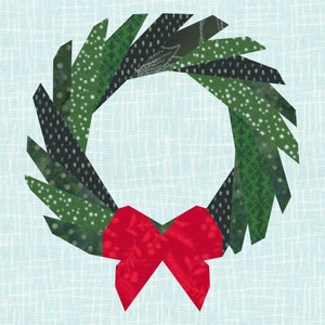 Weihnachtskranz, Foundation Paper Piecing Pattern (FPP), Quilt Block, PDF Pattern, 4 Größen