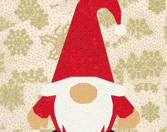 Gnome for the Holidays, Foundation Paper Piecing Pattern (FPP), Quilt Block, PDF Pattern, 5 sizes