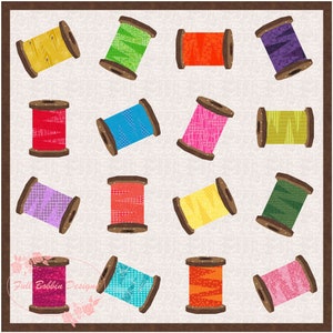 Spools of Thread, Sewing Notions, Foundation Paper Piecing Pattern (FPP), Quilt Block, PDF Pattern, 3 Versions each in 3 Sizes