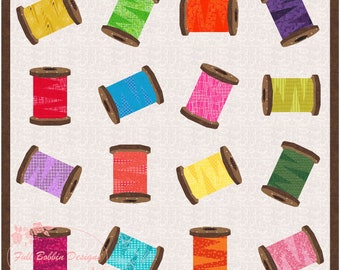 Spools of Thread Quilt Block, FPP (PDF) 3 versions, 3 sizes