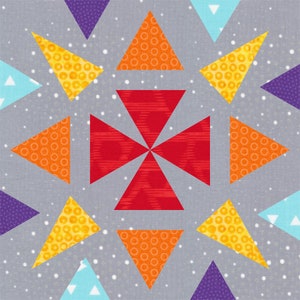 Radiant, Foundation Paper Piecing Pattern (FPP), Quilt Block, PDF Pattern, 3 sizes