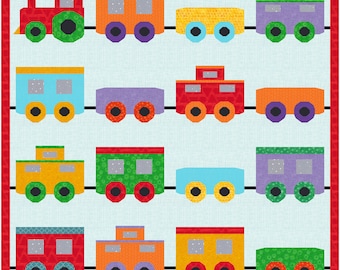 Choo Choo Train, Foundation Paper Piecing Pattern (FPP Pattern), Quilt Block, 4 Patterns included each in 4 sizes