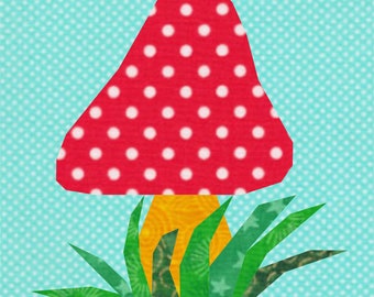 Toadstool, wzór do patchworku z papieru (FPP), blok patchworkowy, wzór PDF, 3 rozmiary