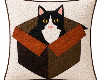 Cat in the Box – FPP Foundation Paper Piecing – 5 Sizes – PDF