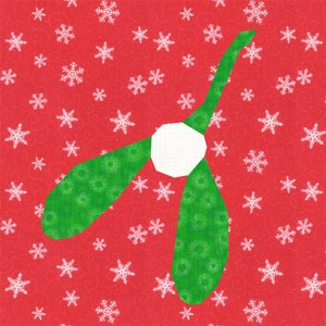 Mistletoe, Foundation Paper Piecing Pattern (FPP), Quilt Block, PDF Pattern, 3 sizes