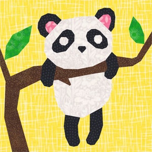 Sleepy Panda, Foundation Paper Piecing Pattern (FPP Pattern), Quilt Block, PDF Pattern, 4 sizes