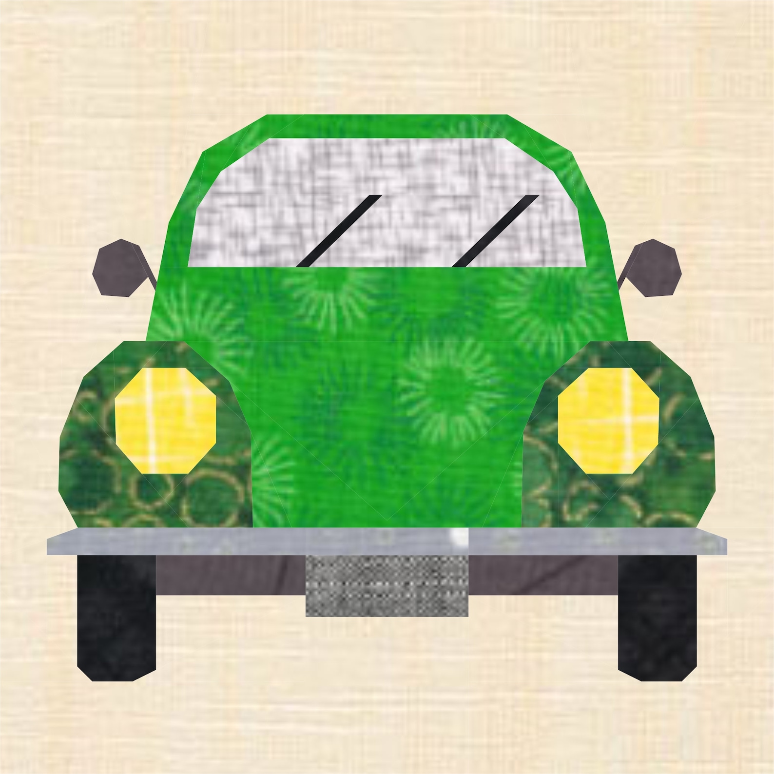 Love Bug Car Foundation Paper Piecing Pattern FPP, Quilt Block, PDF