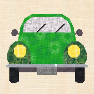 Love Bug Car Foundation Paper Piecing Pattern (FPP), Quilt Block, PDF Pattern, 3 sizes