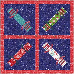 Christmas Cracker Foundation Paper Piecing Pattern (FPP), Quilt Block, PDF Pattern, 3 sizes