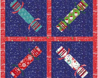 Christmas Cracker Foundation Paper Piecing Pattern (FPP), Quilt Block, PDF Pattern, 3 sizes