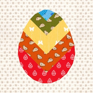 Easter Egg, Foundation Paper Piecing Pattern (FPP), Quilt Block, PDF Pattern, 3 sizes