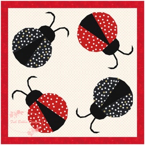 Lady Bug, Foundation Paper Piecing Pattern (FPP Pattern), Quilt Block, PDF Pattern, 4 sizes
