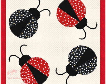 Lady Bug, Foundation Paper Piecing Pattern (FPP Pattern), Quilt Block, PDF Pattern, 4 sizes