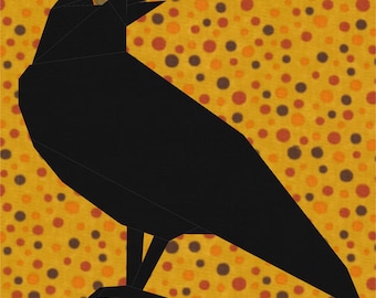 Raven, Foundation Paper Piecing Pattern (FPP), Quilt Block, PDF Pattern, 4 sizes