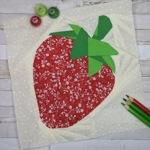 Erdbeere, Foundation Paper Piecing Pattern (FPP), Quilt Block, PDF Pattern, 3 Größen