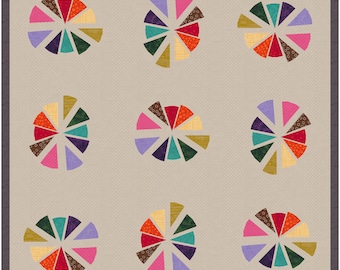 Slice of Pie, Foundation Paper Piecing Pattern (FPP), quiltblok, pdf-patroon, 3 maten