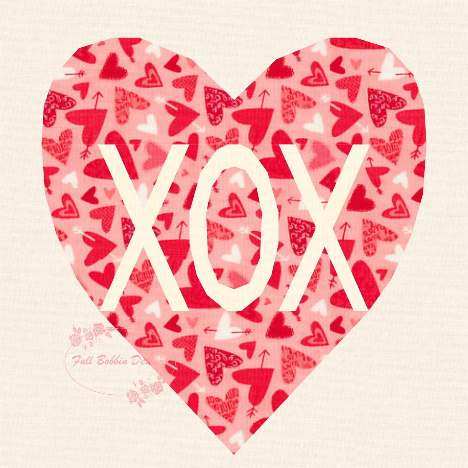 XOX Love Heart, Foundation Paper Piecing Pattern (FPP), Quilt Block ...