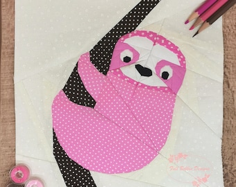 Sloth, Foundation Paper Piecing Pattern (FPP Pattern), Quilt Block, PDF Pattern, 4 sizes