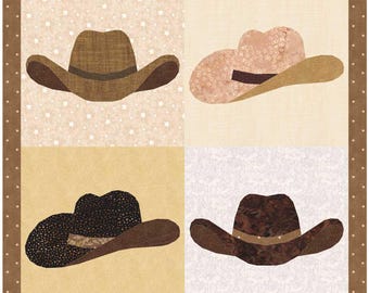 Cowboy Hat, Foundation Paper Piecing Pattern (FPP Pattern), Quilt Block, 4 sizes