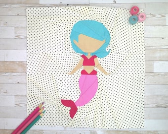 Wzór na pikowaną tkaninę Mermaid Foundation Paper Piecing (FPP), blok patchworkowy, wzór PDF, 2 rozmiary