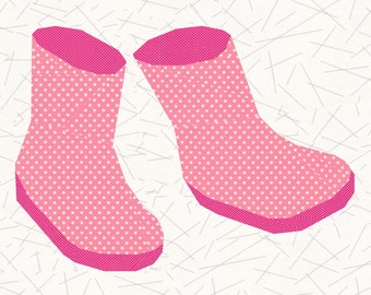 Wellies, Foundation Paper Piecing Pattern (FPP), Quilt Block, PDF Pattern, 3 sizes