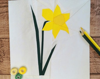 Daffodil, Flower Foundation Paper Piecing Pattern (FPP), Quilt Block, PDF Pattern, 3 sizes