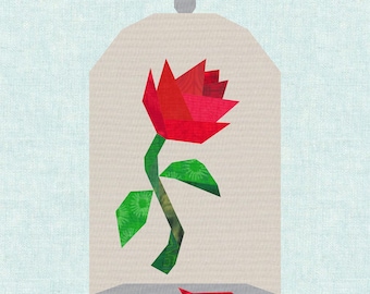 Enchanted Rose, Foundation Paper Piecing Pattern (FPP), Quilt Block, PDF Pattern, 4 sizes
