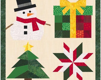 Christmas Bundle, Set of 4 Christmas Themed FPP Patterns, 4 Sizes each