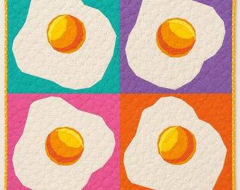 Fried Egg Quilt Block: Sunny Side Up FPP Pattern, 4 sizes (PDF)
