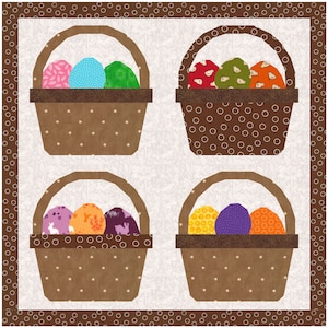 Easter Basket, Egg Hunt, Foundation Paper Piecing Pattern (FPP), Quilt Block, PDF Pattern, 3 sizes