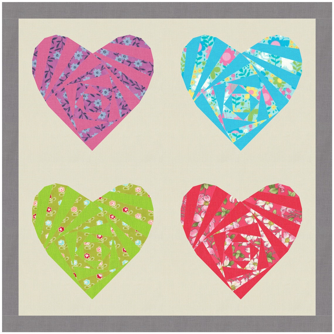 Heart Lens, Foundation Paper Piecing Pattern (FPP), Quilt Block, PDF ...