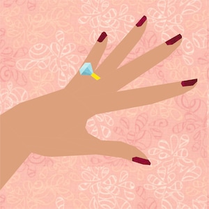 I Got Engaged, Foundation Paper Piecing Pattern (FPP), Quilt Block, PDF Pattern, 4 Größen