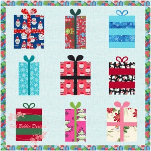 All Wrapped Up! Presents, Foundation Paper Piecing Pattern (FPP), Quilt Block, PDF Pattern, 3 styles each in 3 sizes