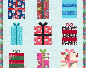 All Wrapped Up! Presents, Foundation Paper Piecing Pattern (FPP), Quilt Block, PDF Pattern, 3 styles each in 3 sizes