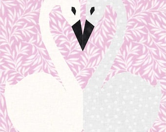 Swans, Foundation Paper Piecing Pattern (FPP), Quilt Block, PDF Pattern, 4 sizes