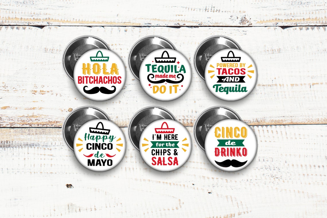 Cinco De Mayo Pins Perfect for Party Favors or Gifts. Set of 6 Etsy