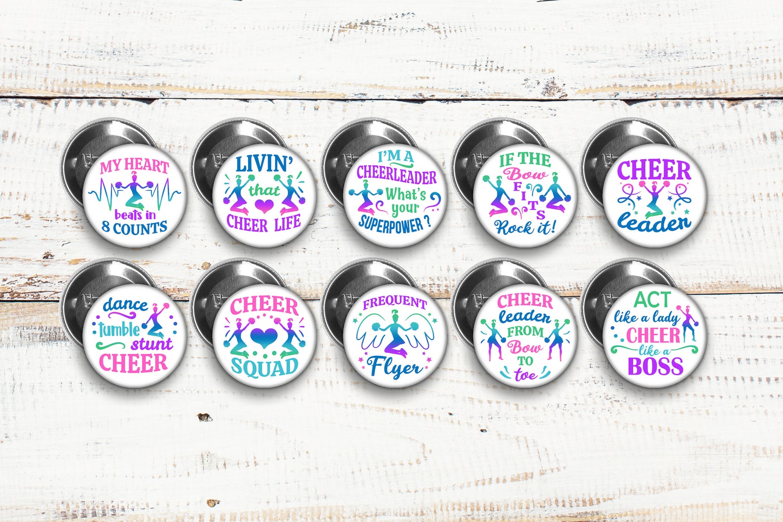 Cheer Pins Perfect for Party Favors or Team Gifts. Set of 10 Etsy