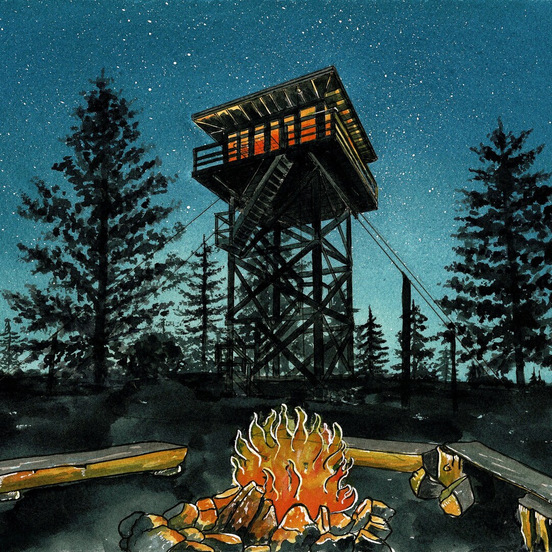 Sandy Ridge Fire Tower Indian Ridge Firetower, Art Print From Original Watercolor, Matted - Etsy