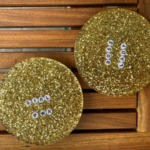 Set of TWO resin coasters. &quot;Female CEO&quot; set