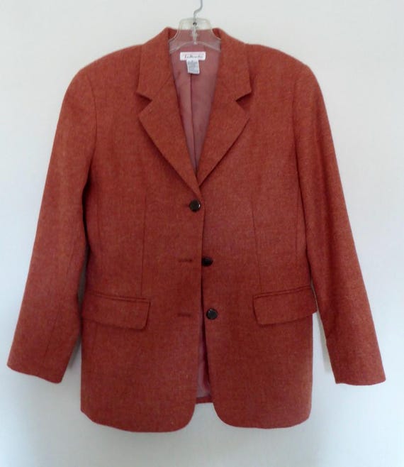 Vintage Talbots !00% Wool Blazer Jacket Rust Color Perfect Fall Fashion  Size Fully Lined w/Pockets