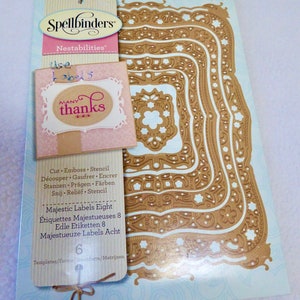Spellbinders Nestabilities Majestic Labels Oito matrizes de corte para fazer cartões Scrapbooking S5-208-6 pc. Modelos