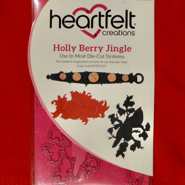 Heartfelt Creations "Holly Berry Jingle" Craft Die Set of 4 HCD1-7147 Christmas Card Making/Scrapbooking w/Instructions-Cut/Emboss