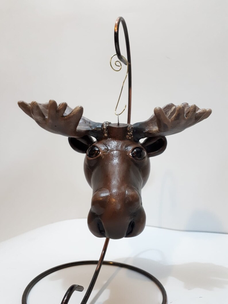Moose Christmas Tree Ornament Hand Crafted on Glass Christmas Etsy