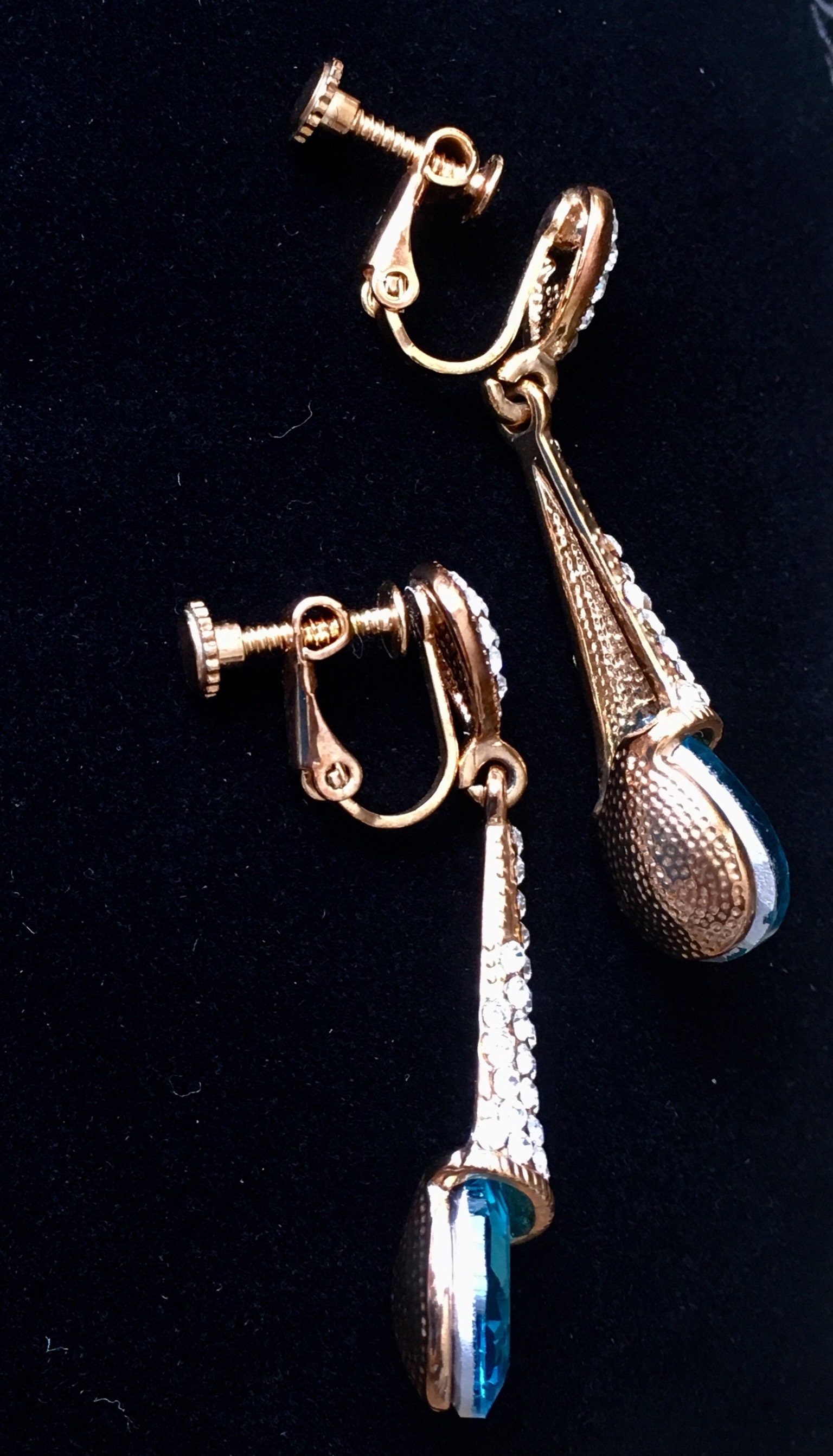 Sparkling Teardrop Clip on and Screw Back Earring/clear/blue Etsy UK