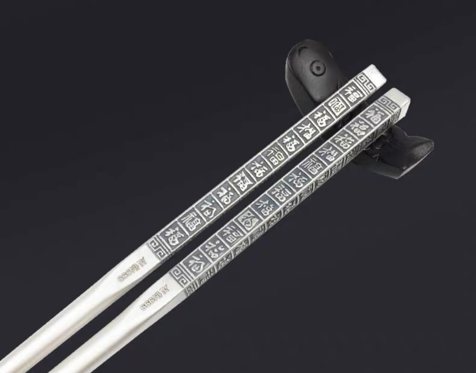 999 Pure Solid Silver Chopsticks/福 Word Chinese Calligraphy Etsy