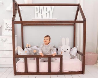 Kids Floor Bed, Montessori Bed, Toddler Floor Bed, Twin Bed Frame, Play Bed, Nursery Decor, House Bed, Montessori Furniture, Canopy Bed